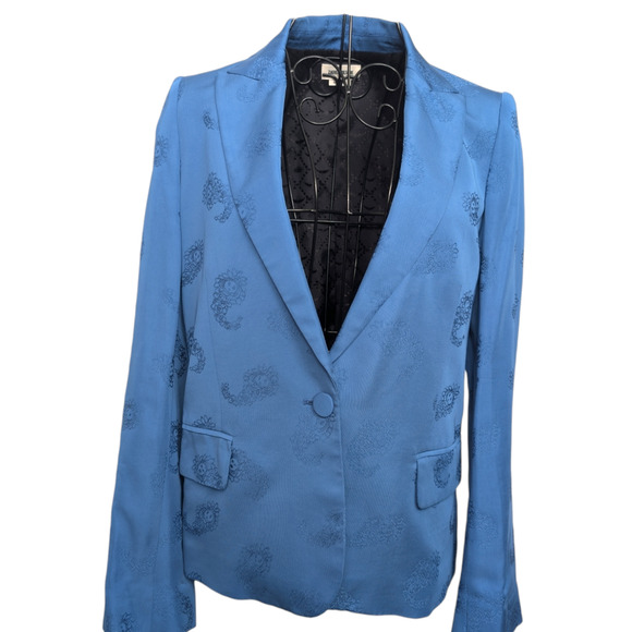 Zadig & Voltaire Victor Jacquard Paisley Blue Blazer Jacket Women Extra Small 34 - Picture 2 of 14